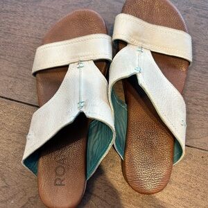 ROAN Leather Sandals in Cream and Brown